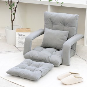 코멧 6단 각도조절 1인용 패브릭 쇼파 등쿠션+방석 세트, 그레이, 1개