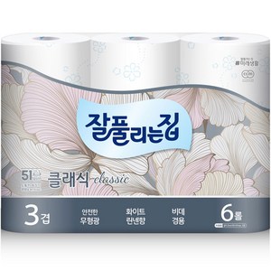 잘풀리는집 3겹 클래식 고급 롤화장지 25m, 6개입, 1개