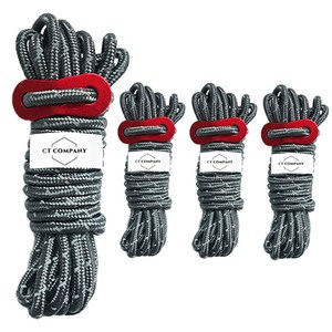 씨티컴퍼니 캠핑 감성 반사 로프 4p + 버클 4p 세트, 진그레이