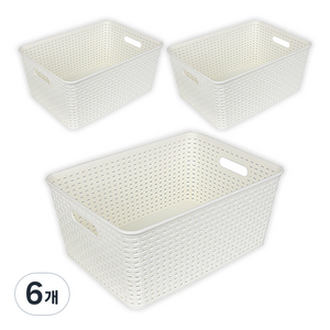 마이스타일 라탄 Y 바스켓 4호, 화이트, 6개