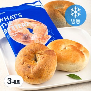 널담 고단백 배꼽 베이글 플레인 140g + 흑임자 140g + 크랜베리 & 호두 140g 세트 (냉동), 3세트