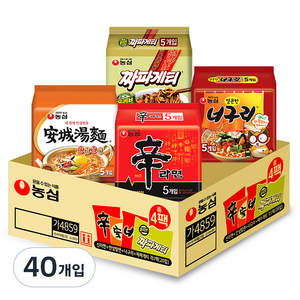 농심 신라면 120g 5개 + 안성탕면 125g 5개 + 얼큰 너구리 120g 5개 + 짜파게티 140g 5개, 2세트