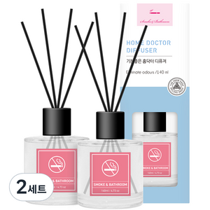 홈닥터 기분좋은 디퓨저 140ml x 2p + 섬유스틱 10p 세트 담배냄새 & 욕실냄새, 담배냄새&욕실냄새, 4개