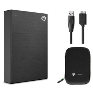 씨게이트 One Touch HDD 외장하드 STKZ5000400 데이터복구+암호화 기능+파우치+USB케이블, 5TB, 블랙