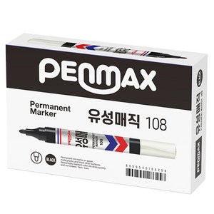 펜맥스 롱유성매직 108 12p, 흑색, 12개