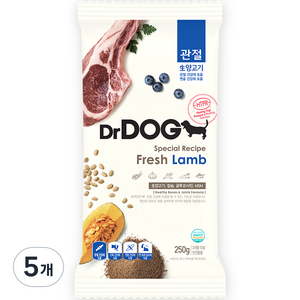 닥터독 강아지 양고기 기능성 사료, 뼈/관절강화, 250g, 5개