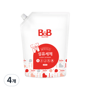비앤비 섬유 유아 세제 리필, 1.5L, 4개