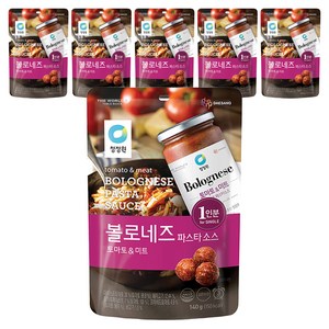 청정원 싱글 파우치 볼로네즈 파스타 소스, 6개, 140g