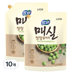 참그린 매실 청정 설거지 주방세제 리필, 1kg, 10개