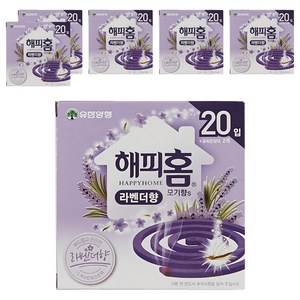 해피홈 모기향에스 라벤더향 20p, 260g, 6개