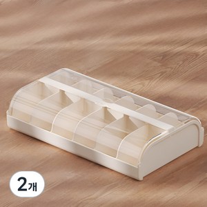 살림이음 속옷 보관 양말칸막이 12칸 투명정리함, 2개, 베이지