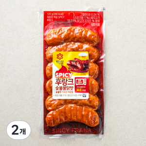 백설 SPICY 후랑크 숯불불닭맛, 120g, 2개