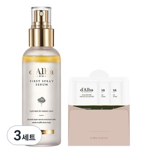 달바 화이트 트러플 퍼스트 스프레이 세럼 100ml + 밸런싱 비건 클렌저 3ml 3개, 3세트