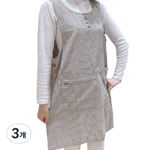 데코나인 스트라이프 앞치마, 베이지, 3개