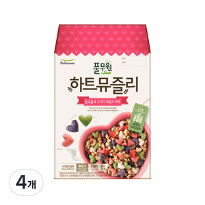 풀무원 하트뮤즐리 통곡물 앤 3가지 과일과 야채 시리얼, 320g, 4개