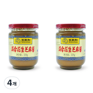 왕즈허 즈마장 땅콩 참깨 소스, 4개, 225g