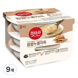 햇반 찹쌀누룽지죽, 205g, 9개