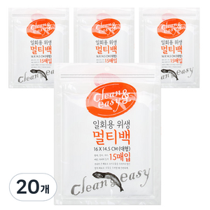 유하우스 일회용 위생 멀티백 대형, 대(L), 15개, 20개