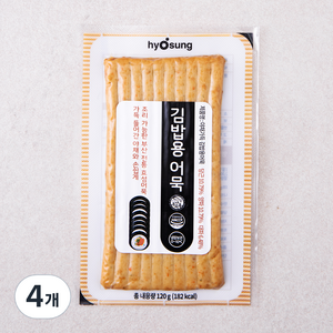 효성어묵 야채가득 김밥용 어묵, 120g, 4개