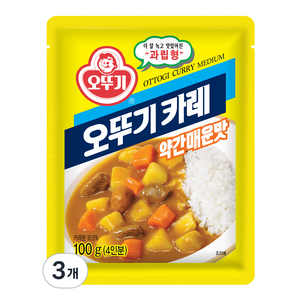 오뚜기 카레 과립형 약간매운맛, 100g, 3개