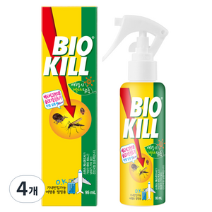 비오킬 빈대 베드버그 여행용 기내용 살충제 95ml, 1개입, 4개