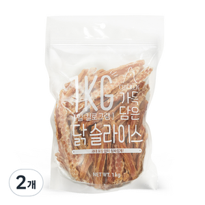 슈퍼츄 일킬로그램 가득담은 슬라이스 육포, 닭고기, 1kg, 2개