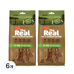 하림펫푸드 더리얼 저키 강아지 간식, 닭가슴살, 60g, 6개