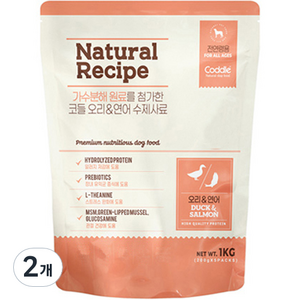 코들 강아지 네이처 레시피 가수분해 프리미엄 습식 수제사료 오리 & 연어 5p, 오리+연어, 1kg, 2세트