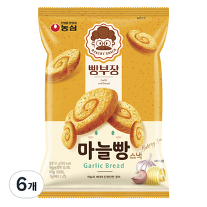 농심 빵부장 마늘빵, 55g, 6개