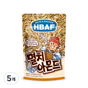 HBAF 바프 멸치 아몬드, 100g, 5개