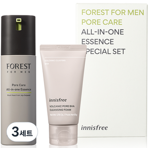 이니스프리 포레스트 올인원 에센스 100ml + 화산송이 모공 바하 클렌징폼 50ml 세트, 3세트