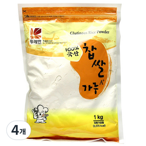 뚜레반 국산 찹쌀가루, 1kg, 4개