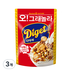 마켓오네이처 오 그래놀라 다이제 시리얼, 300g, 3개