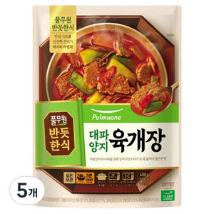 풀무원 반듯한식 대파 양지 육개장, 450g, 5개