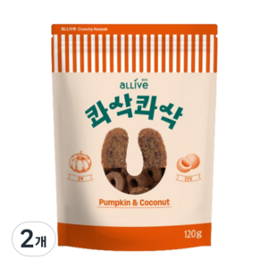 올리브 강아지 콰삭콰삭 쿠키 트릿, 혼합맛(펌킨/코코넛), 120g, 2개