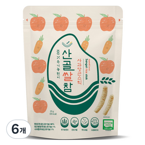 에코맘의산골이유식 산골쌀참, 혼합맛(사과/당근), 25g, 6개