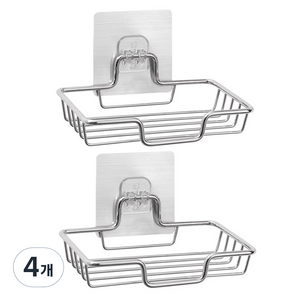 무식이네 물쏙쏙 접착식 스텐 비누받침, 실버, 4개