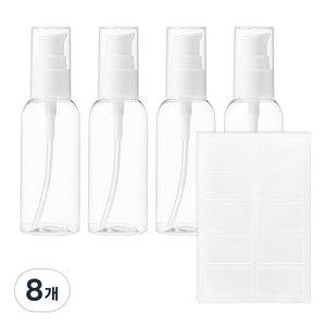 코멧 펌핑 용기 60ml, 투명, 8개