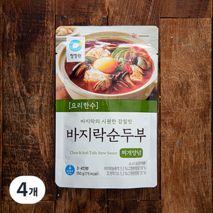 대상 청정원 바지락 순두부찌개 양념, 150g, 4개