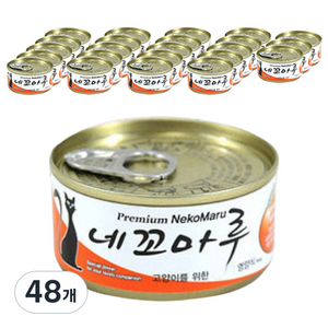 NekoMau 고양이 간식캔, 참치+연어혼합맛, 80g, 48개