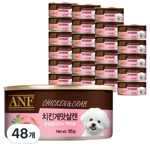 ANF 강아지 간식 캔, 치킨 + 게맛살 혼합맛, 95g, 48개