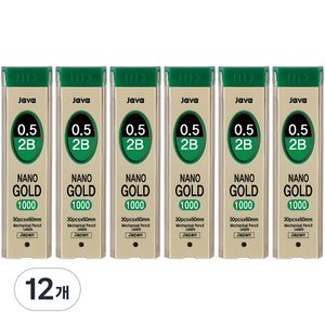 자바펜 나노골드1000 샤프심 2B, 0.5mm, 12개