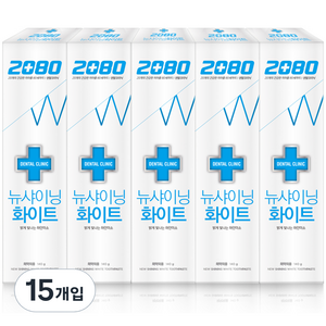 2080 덴탈크리닉 뉴샤이닝 화이트 베이직 치약, 140g, 15개