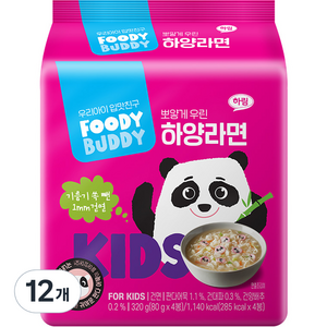 푸디버디 하양라면, 80g, 12개