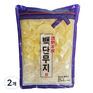 토호식품 백단무지 슬라이스, 1kg, 2개