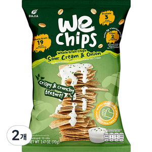 위칩스 홀그레인칩 사워크림 앤 어니언 맛, 70g, 2개