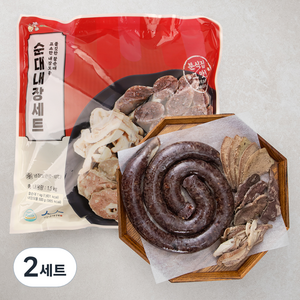 장충동왕족발 찰순대 1kg + 내장 모둠 500g 세트, 2세트