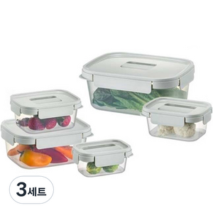 락앤락 착착 밀폐용기 5종 세트, 3세트, 밀폐용기 230ml + 500ml + 920ml + 1.6L + 2.7L