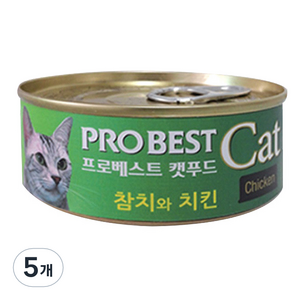 프로베스트 캣푸드 고양이 간식캔, 참치 + 치킨 혼합맛, 5개