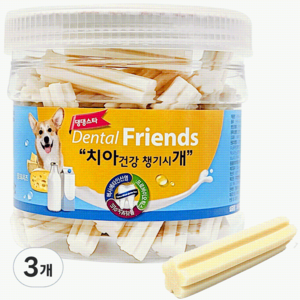 댕댕스타 덴탈프랜즈 강아지 간식, 밀크&치즈, 300g, 3개